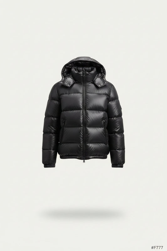 Sherpa-Lined Quilted Hooded Jacket - Black