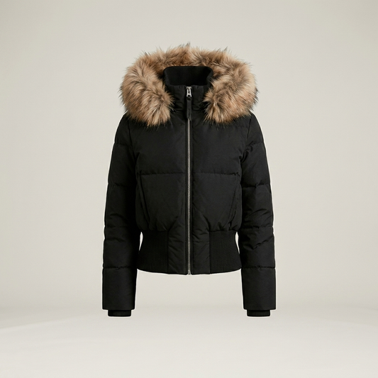 Short Hooded Puffer Jacket - Black