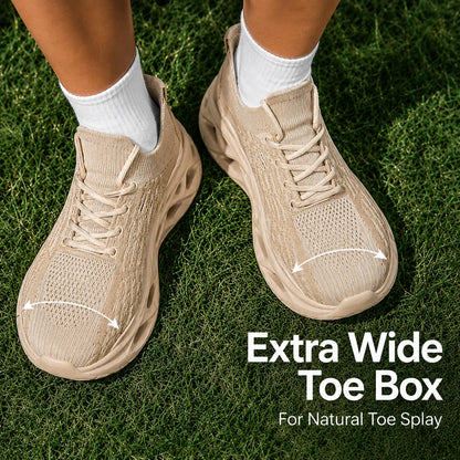 Women's Orthopedic Wide Toe Box Walking Sneakers - Beige, view 2