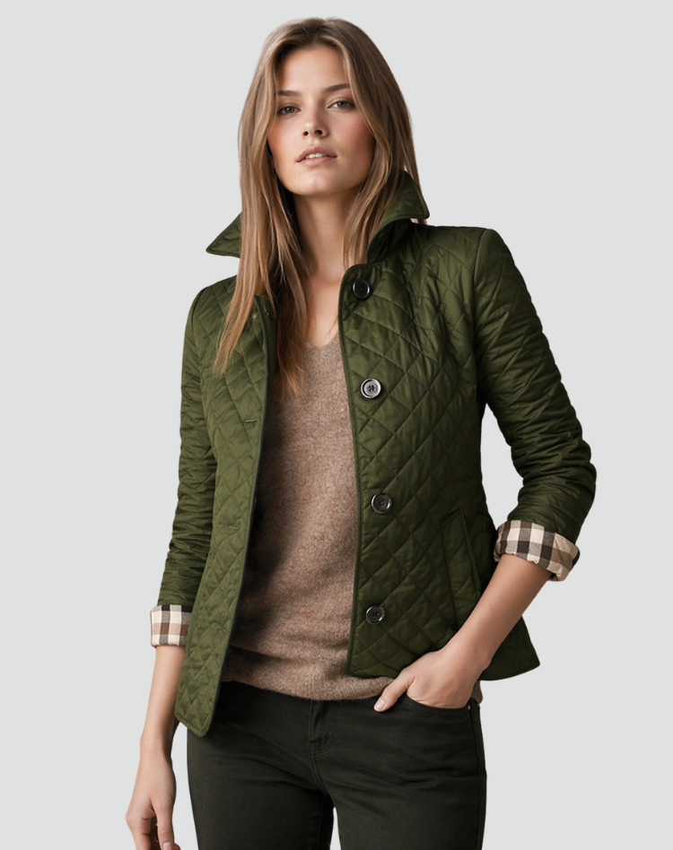 Diamond Quilted Button-Front Jacket