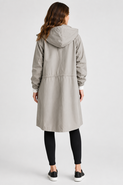 Oversized Button-Front Water Resistant Parka Coat with Hood