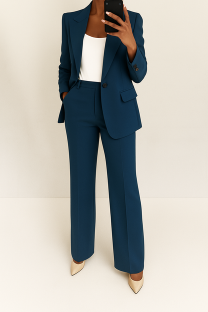 Freya Tailored Blazer & Trouser Suit - Navy Blue