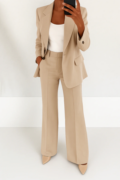 Freya Tailored Blazer & Trouser Suit - Beige