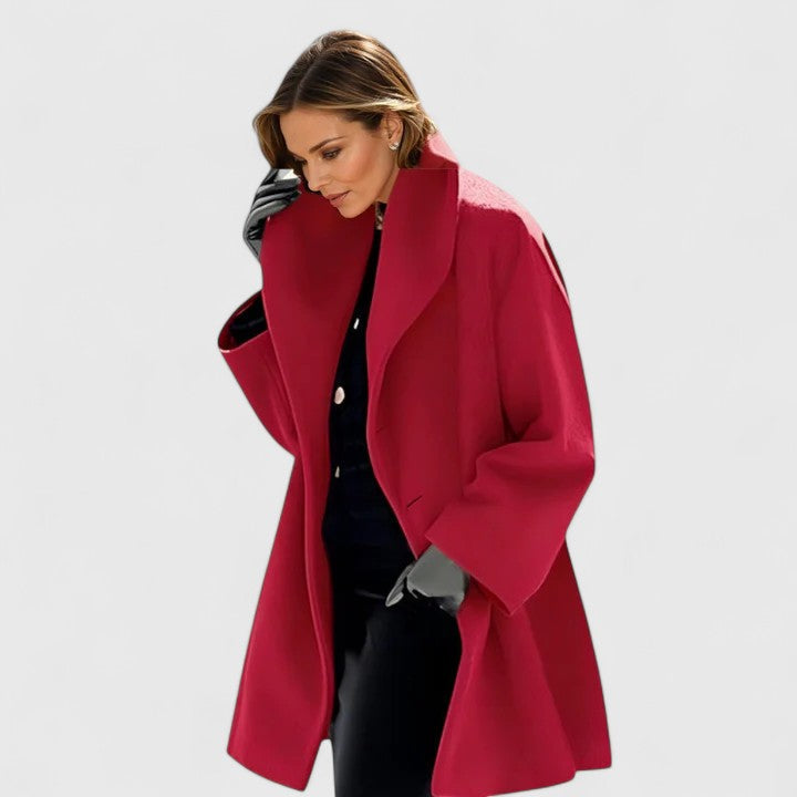 Elegant Windproof Coat - Red