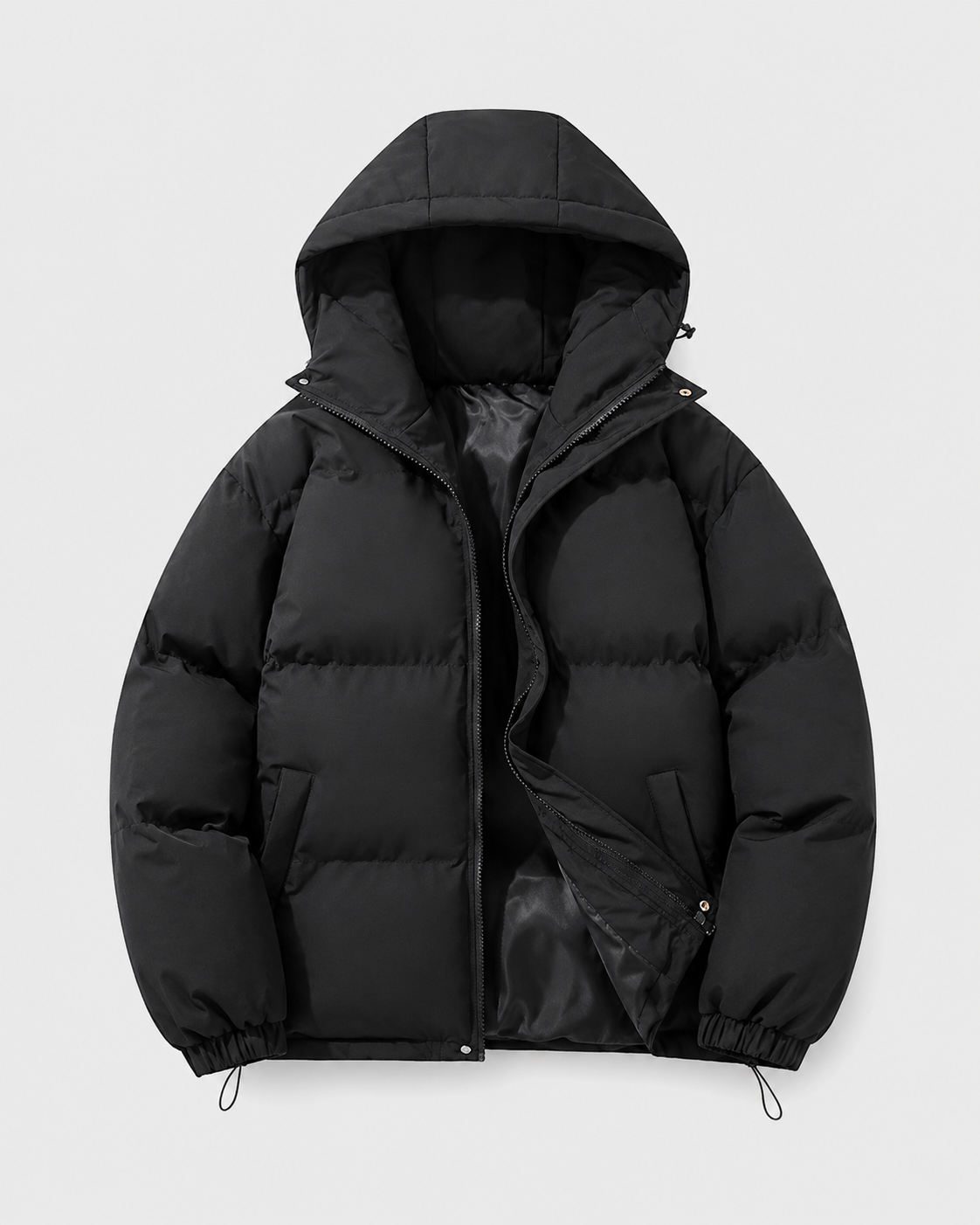 Hooded Puffer Jacket - Black