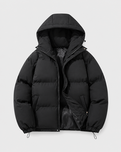 Hooded Puffer Jacket - Black