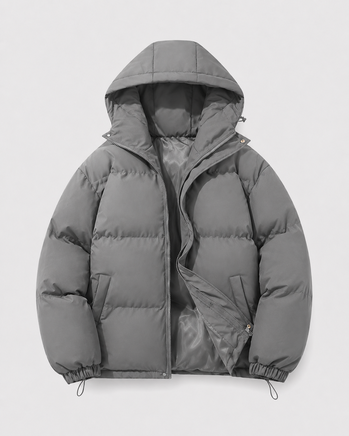 Hooded Puffer Jacket - Grey
