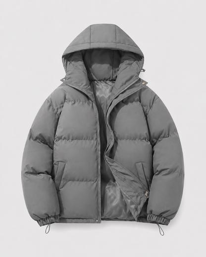 Hooded Puffer Jacket - Grey