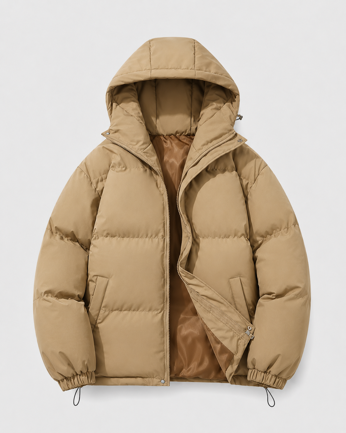 Hooded Puffer Jacket - Khaki