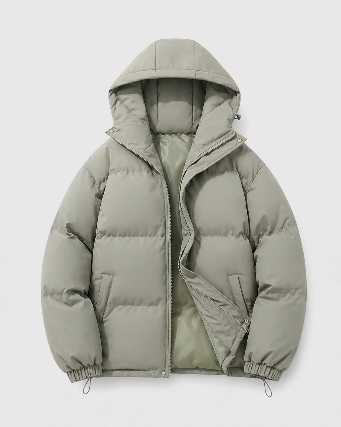 Hooded Puffer Jacket - Sage Green