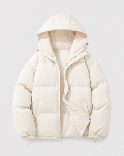 Hooded Puffer Jacket - Cream
