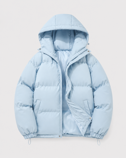 Hooded Puffer Jacket - Light Blue