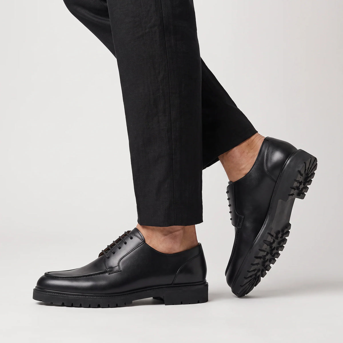Black Leather Smart Derby Shoes