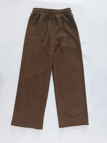 Fleece-Lined Wide-Leg Trousers