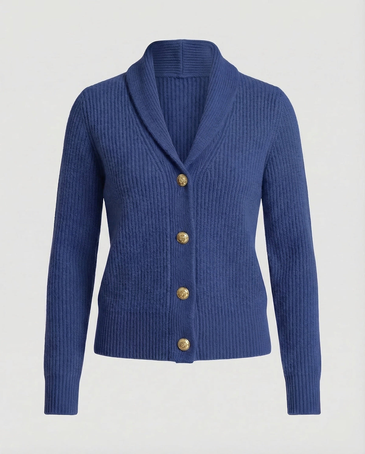 Lapel Collar Knit Cardigan - Dark Blue