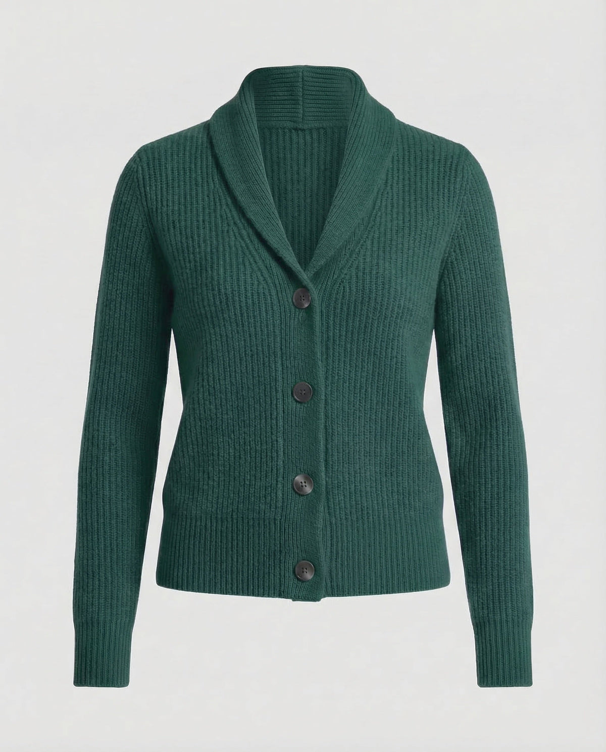 Lapel Collar Knit Cardigan - Dark Green