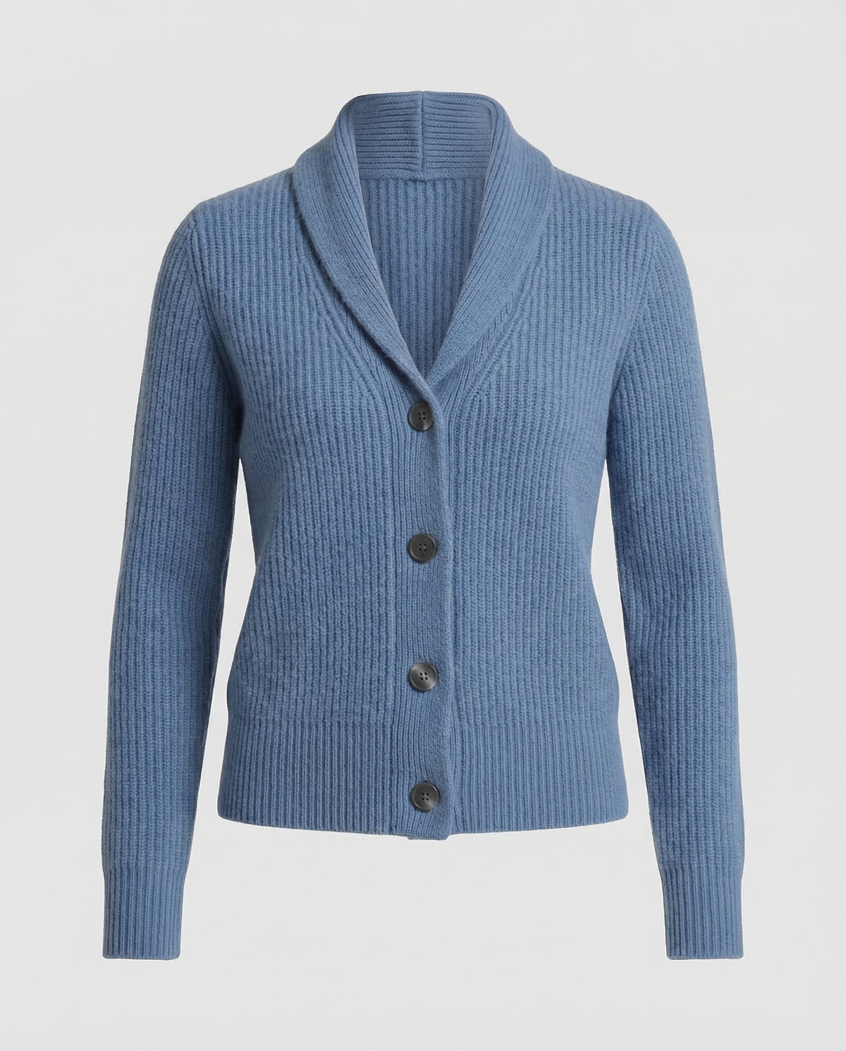 Lapel Collar Knit Cardigan - Light Blue