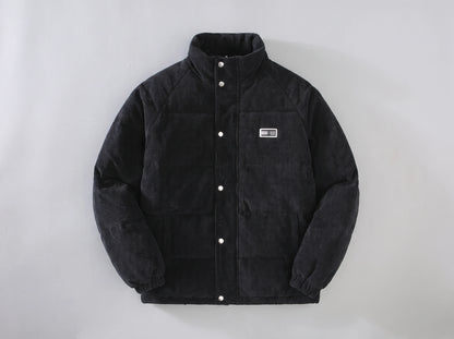 Padded Corduroy Warm Jacket - Black