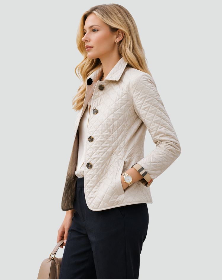 Diamond Quilted Button-Front Jacket