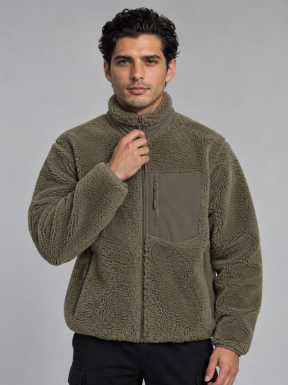 Men's Sherpa Fleece Jacket - Green