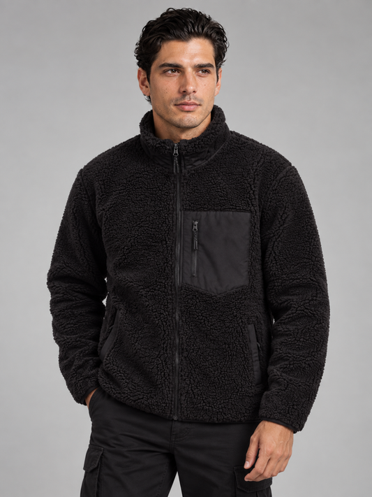 Men's Sherpa Fleece Jacket - Black