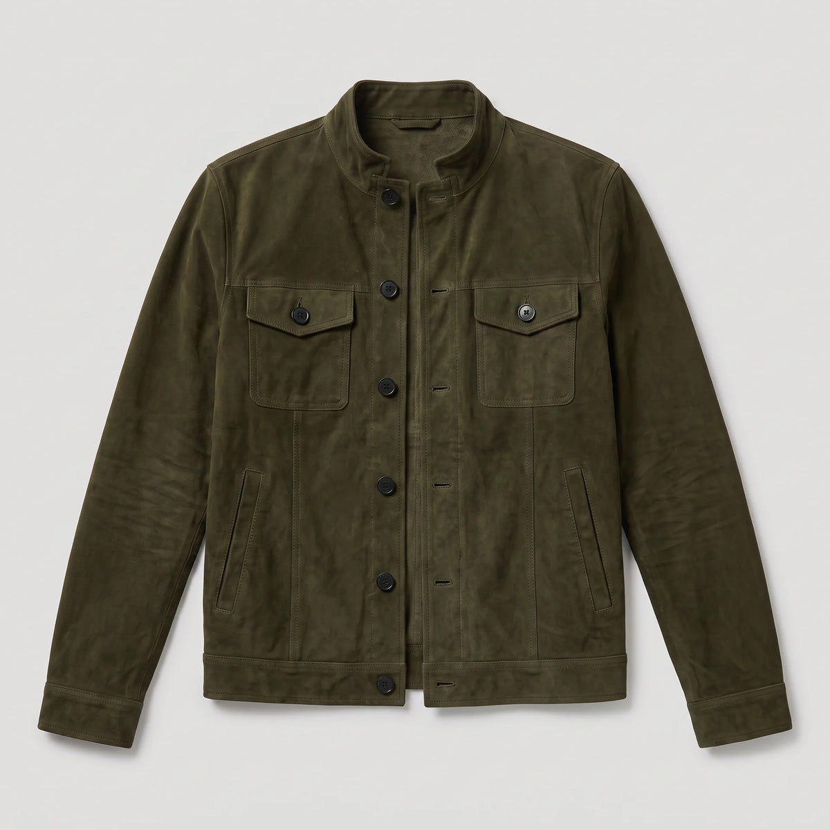 Button-Up Suede Trucker Jacket