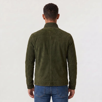 Button-Up Suede Trucker Jacket