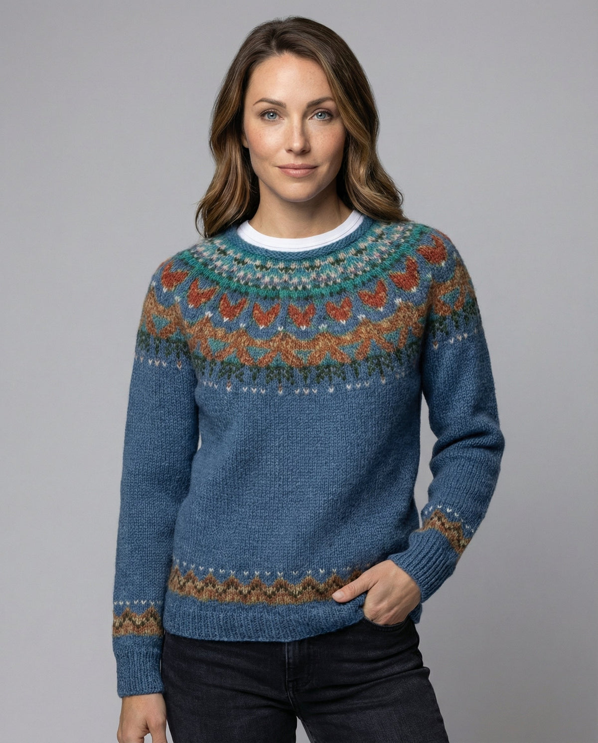 Vintage Icelandic Knit Sweater - Blue
