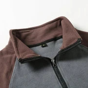 Two-Tone Funnel Neck Quarter-Zip Fleece Sweatshirt