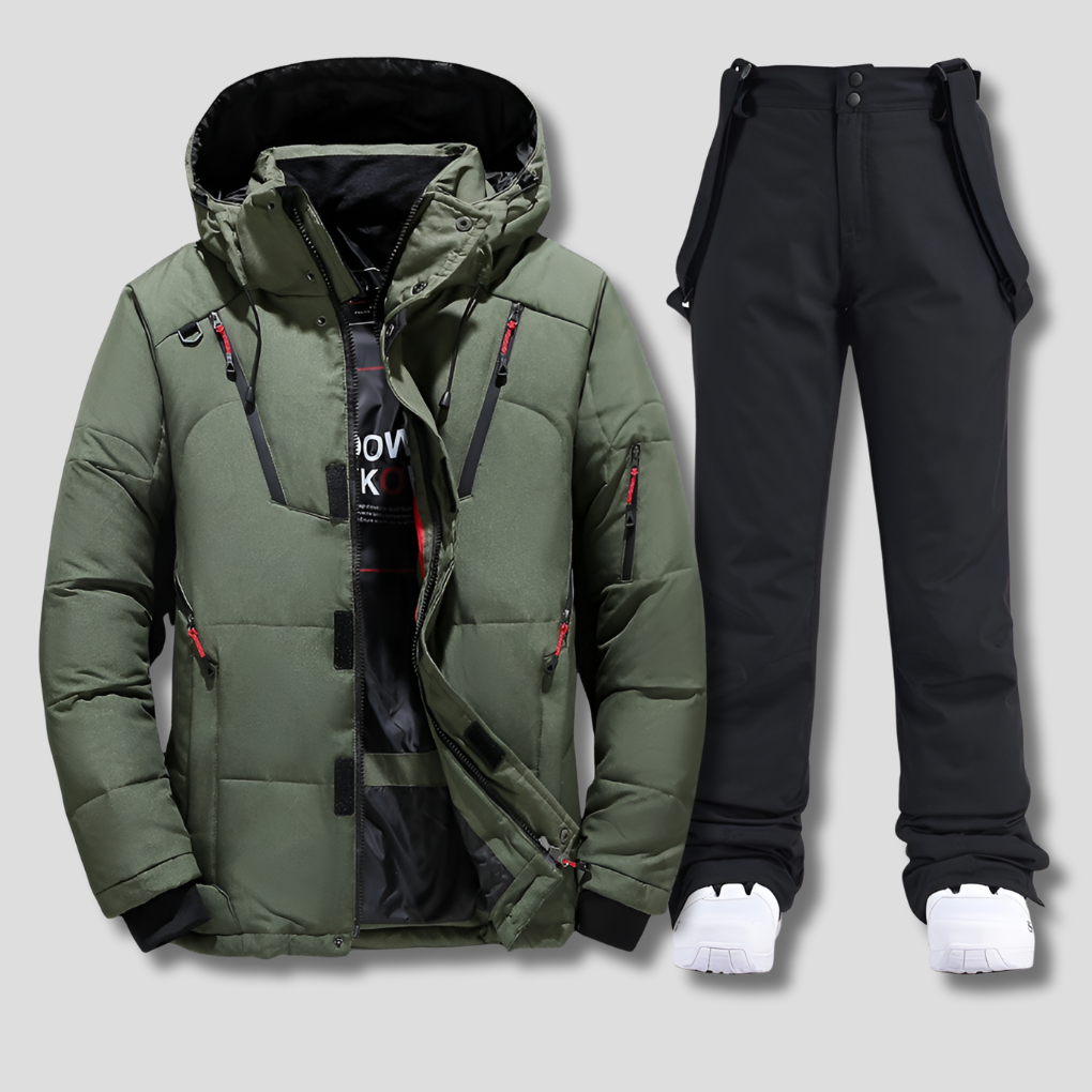 All-Weather Ski Suit in Green-Black
