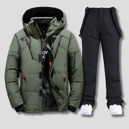 All-Weather Ski Suit in Green-Black