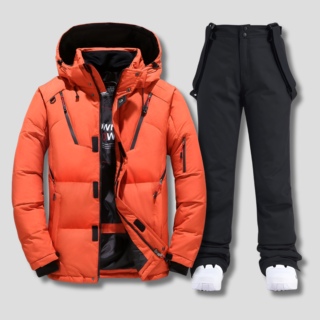 All-Weather Ski Suit in Orange-Black