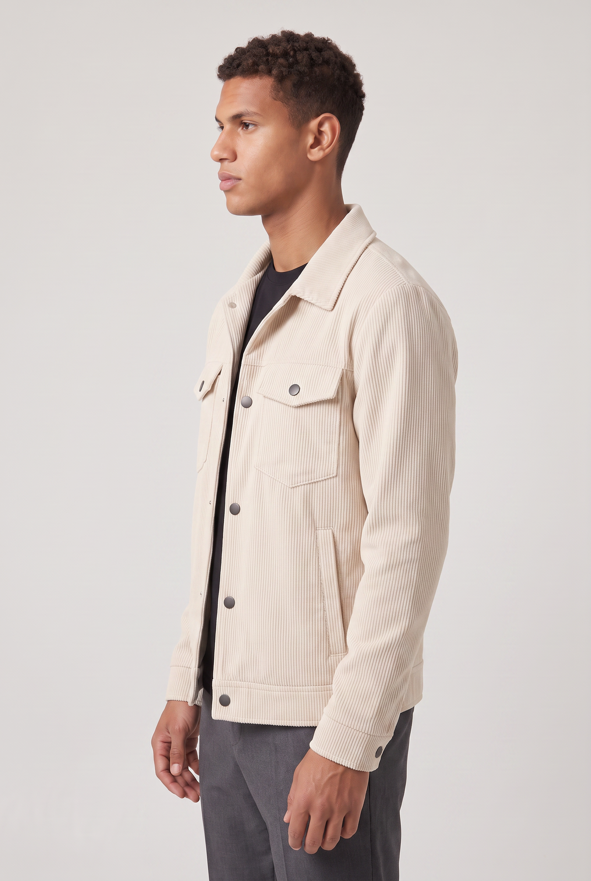 Corduroy Chore Jacket in Black