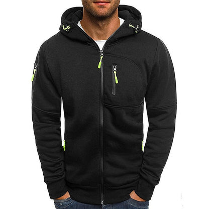 Full-Zip Cotton Blend Hoodie - Black