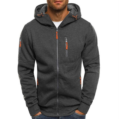 Full-Zip Cotton Blend Hoodie - Dark Gray