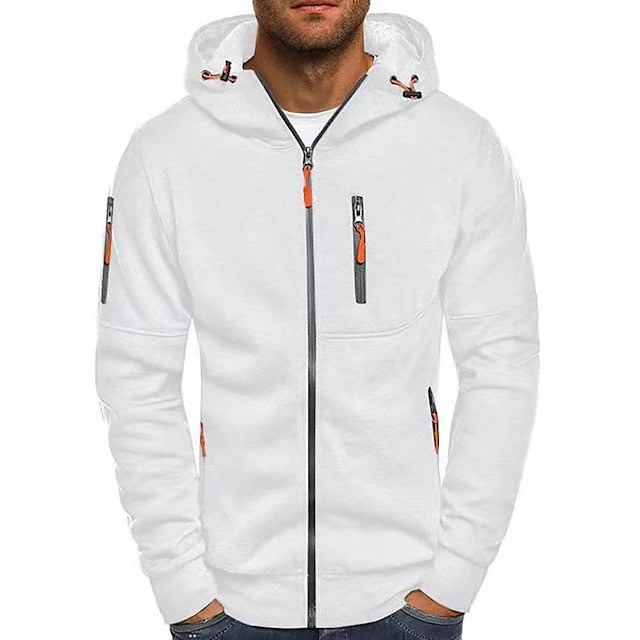 Full-Zip Cotton Blend Hoodie - White