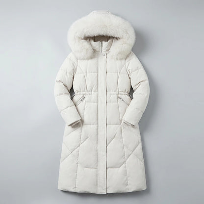 Elodie Oversized Longline Winter Coat in white, flat lay product photo