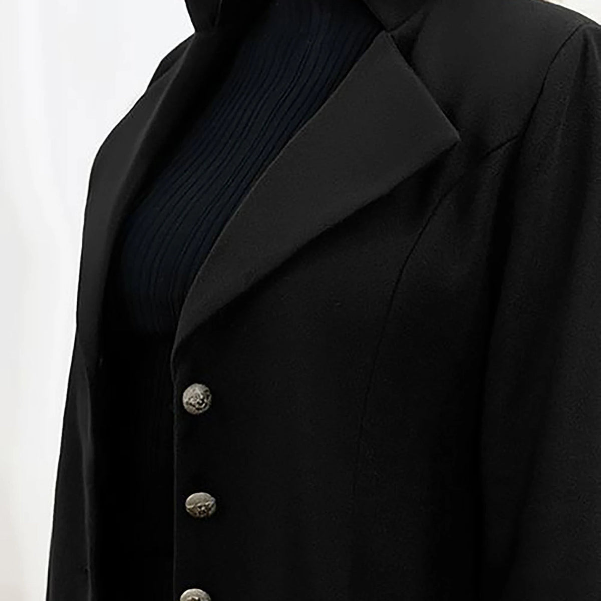 Notch Lapel Wool-Blend Coat - Black, collar detail