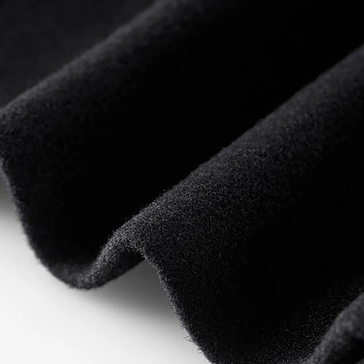 Notch Lapel Wool-Blend Coat - Black, fabric detail