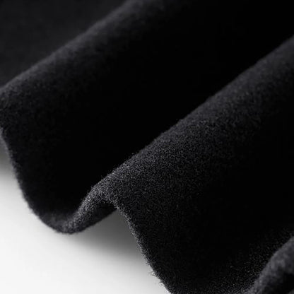 Notch Lapel Wool-Blend Coat - Black, fabric detail