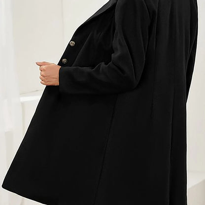 Notch Lapel Wool-Blend Coat - Black, sleeve detail