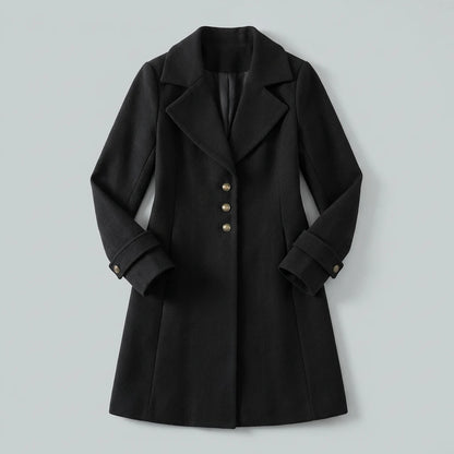 Notch Lapel Wool-Blend Coat - Black, flat lay