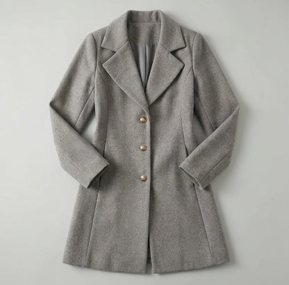 Notch Lapel Wool-Blend Coat - Grey, flat lay