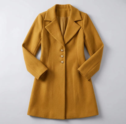 Notch Lapel Wool-Blend Coat - Yellow, flat lay