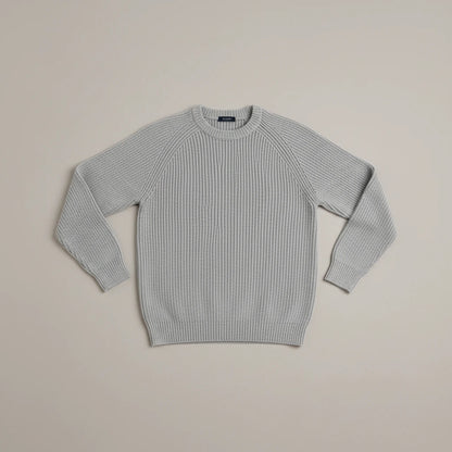 Heavyweight Fisherman Rib Knit Sweater - Grey, flatlay