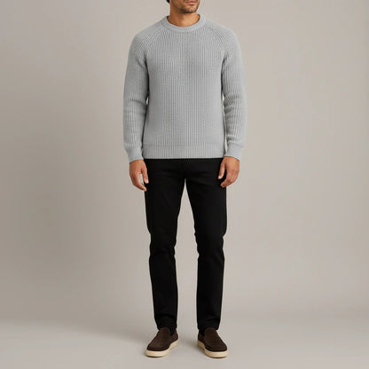 Heavyweight Fisherman Rib Knit Sweater - Grey