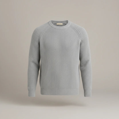 Heavyweight Fisherman Rib Knit Sweater - Grey
