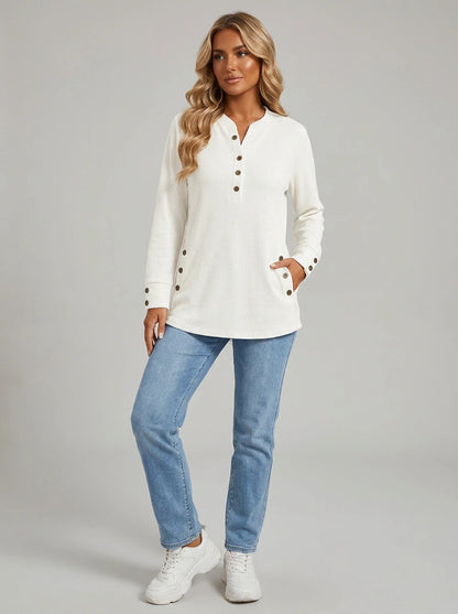 Iris Ribbed Tunic Top - White