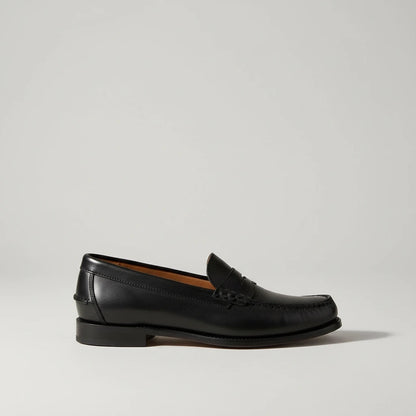 Jasper Classic Leather Penny Loafers - Black - profile