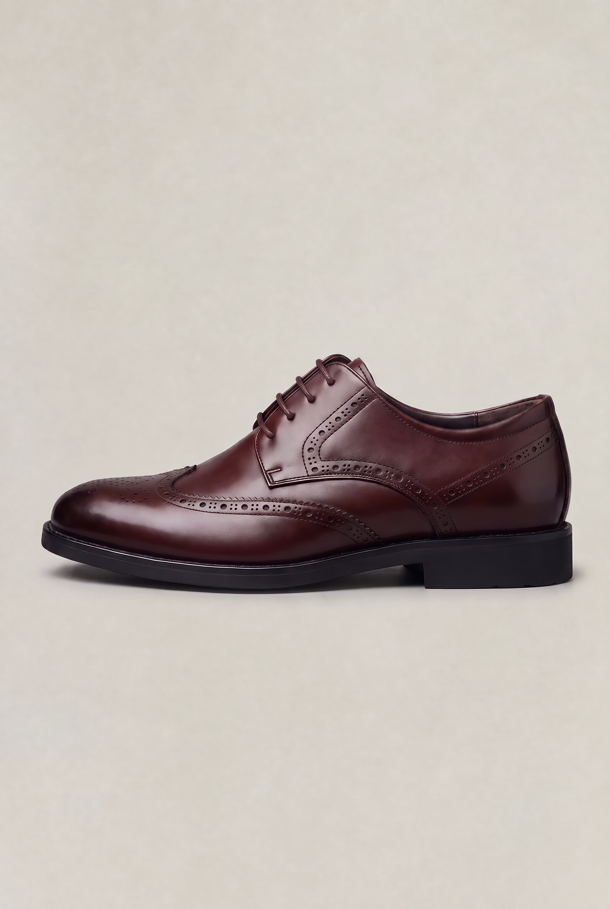 Leather-Look Lace-Up Derby Shoes in Brown